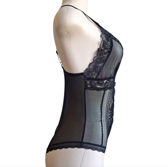 Black Sheer Lace Bodysuit Lingerie, Size Medium - Picture 2 of 6
